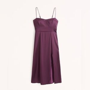 New Abercrombie Camille Plum Satin Midi Dress | S